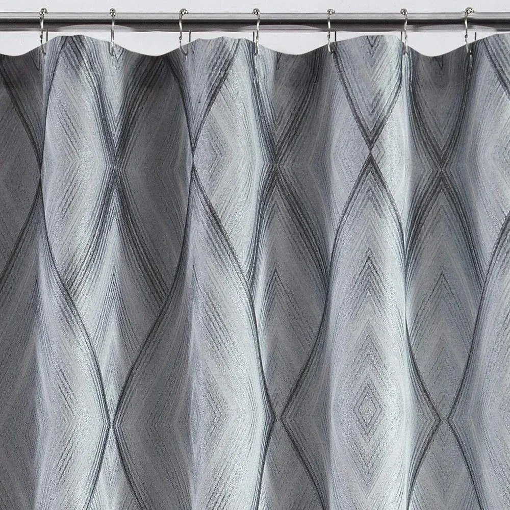 Croscill Echo Shower Curtain 72x72 Slate Grey New Geometric Diamond Woven Fabric